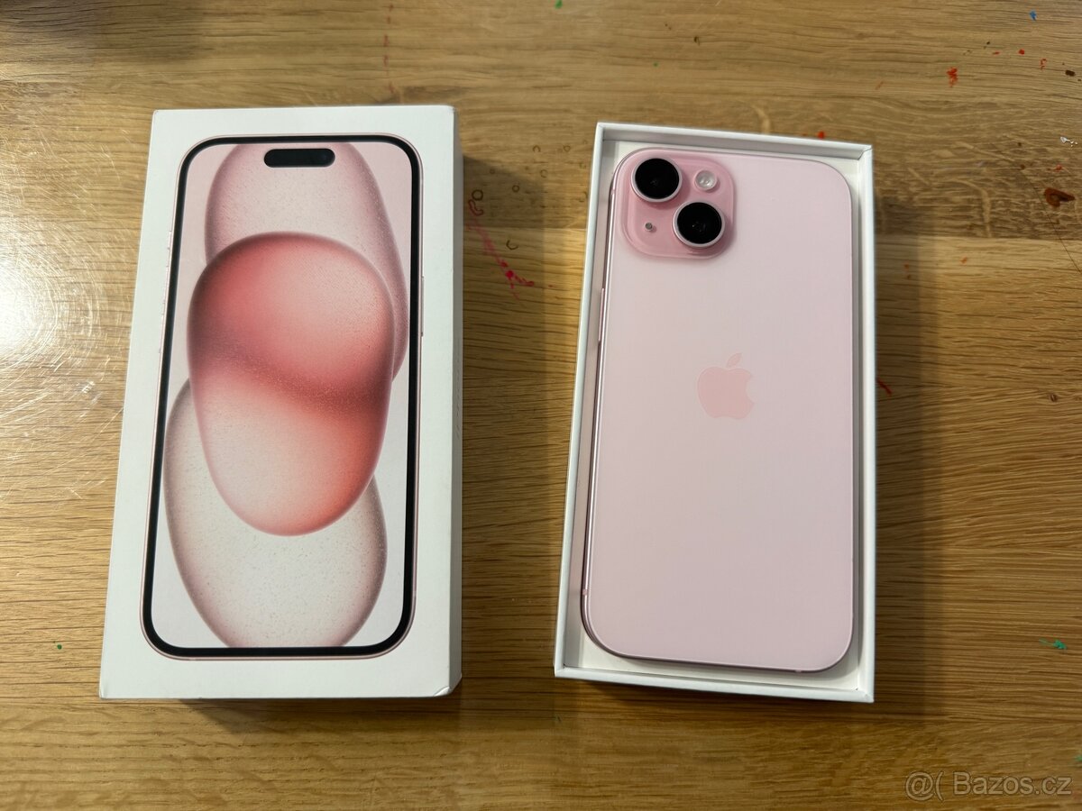 Iphone 15 128gb růžový. Bez poškození