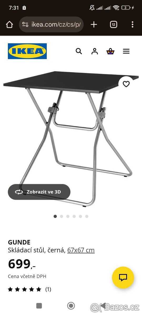 GUNDE - skládací stůl 67x67cm
GUNDE - skládací stůl 67x67