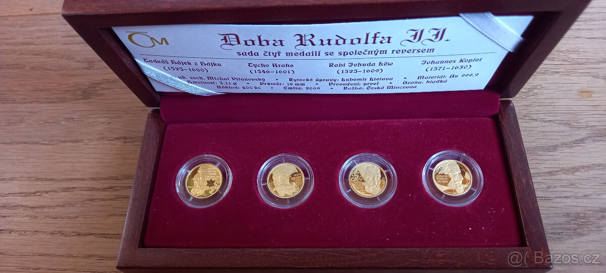 Sada 4 x 3,11g zlatých medailí Doba Rudolfa II. jen 400ks