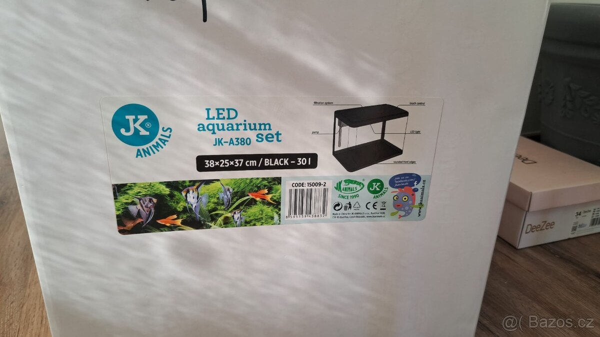 Skleněný akvarijní komplet, černý - 30 l
