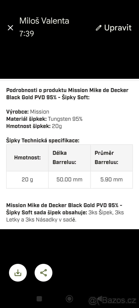 Šipky Soft nové nevhodný dárek nevyhovující gramáž