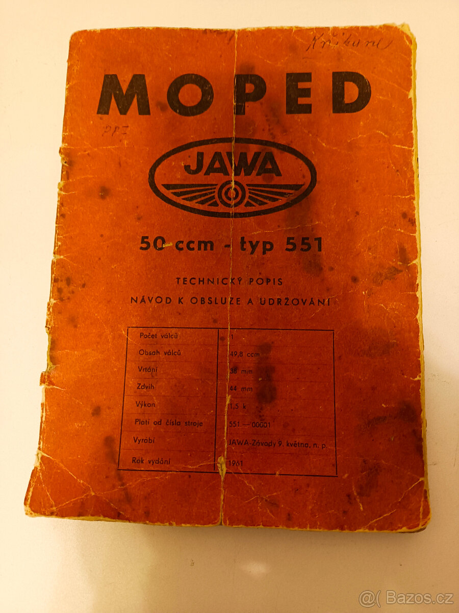 Jawa 50, typ 551 Jaweta-návod k obsluze