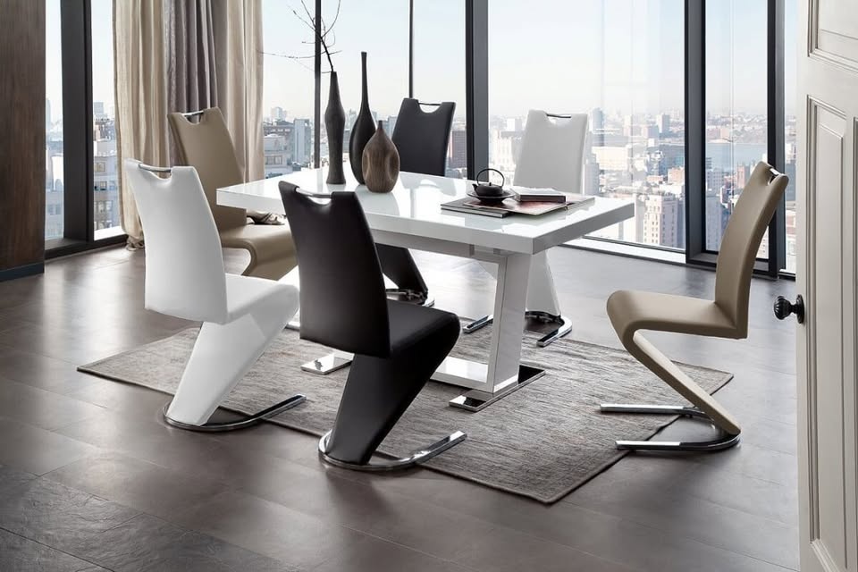 Designové jídelní židle Amado 5 kusů černé koženka