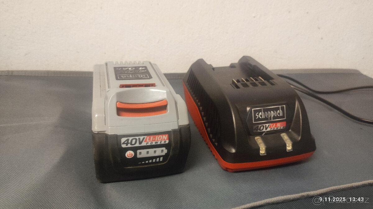 Prodám AKU nabíječku s baterií 4Ah pro AKU nářadí Scheppach