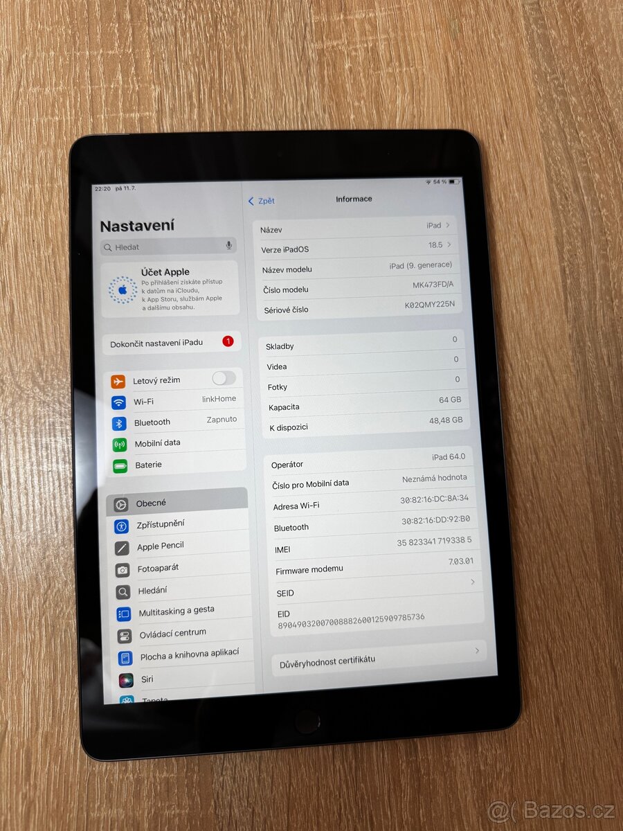 iPad 10,2” 64GB Cellular
