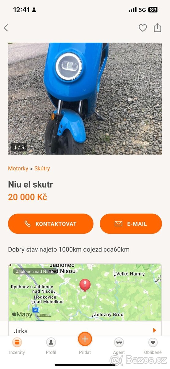Koupím elektroskutra s SPZ klidně nepojízdné