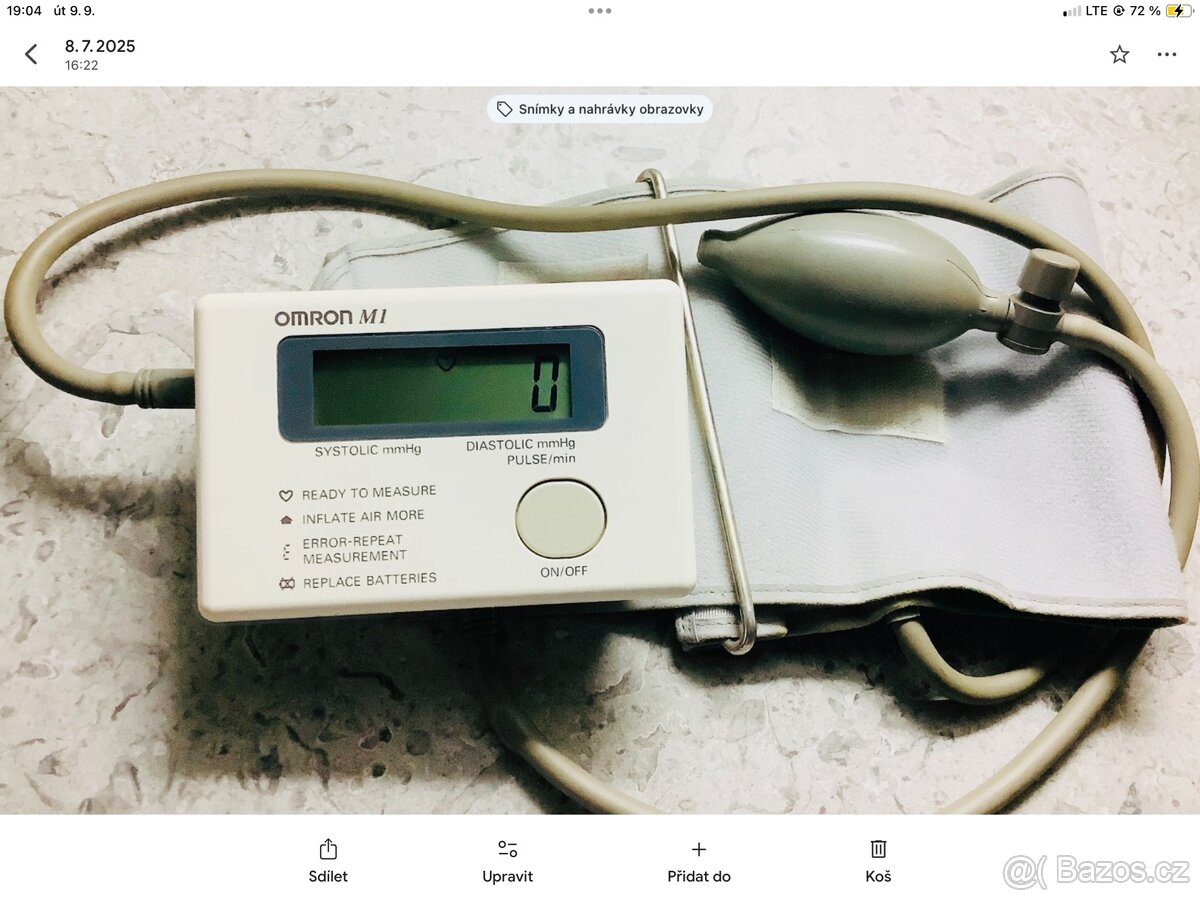 Pažní měřič tlaku Omron, výborný stav
