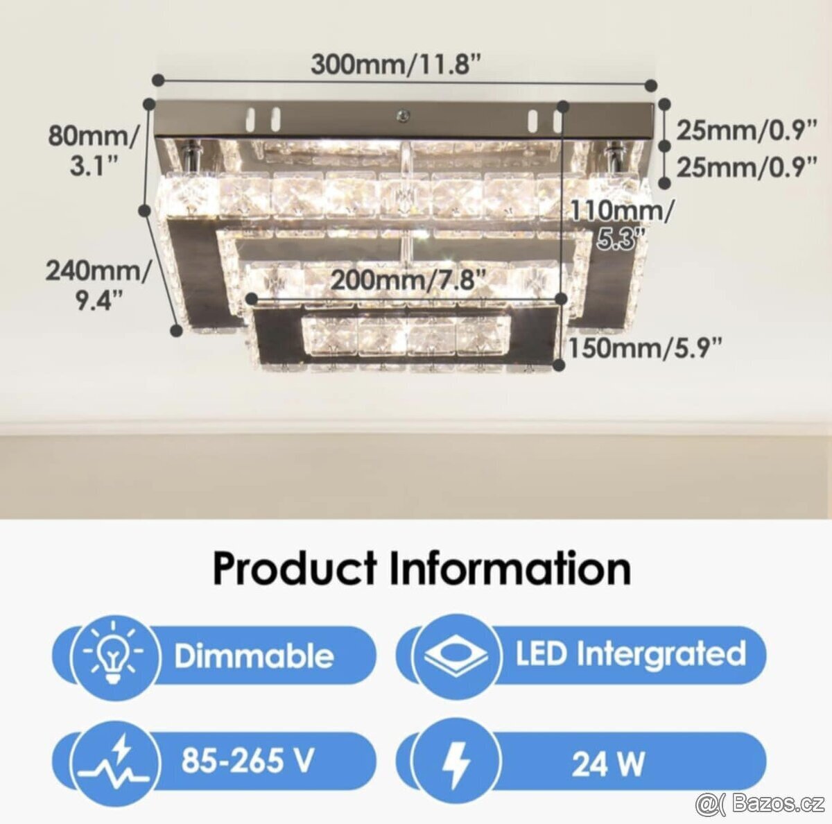 Finktonglan LED křišťálové stropní svítidlo