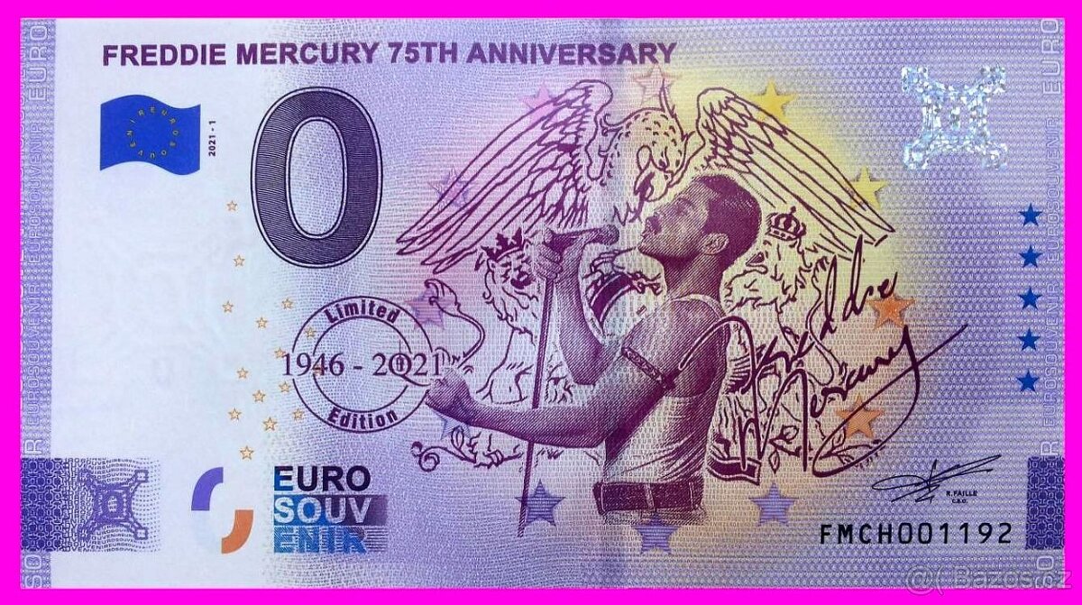 0 Euro bankovka FREDDIE MERCURY 75TH ANNIVERSARY