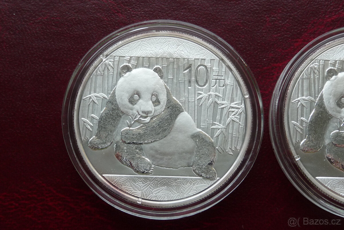2x 1 oz stříbrná mince čínská panda 2015