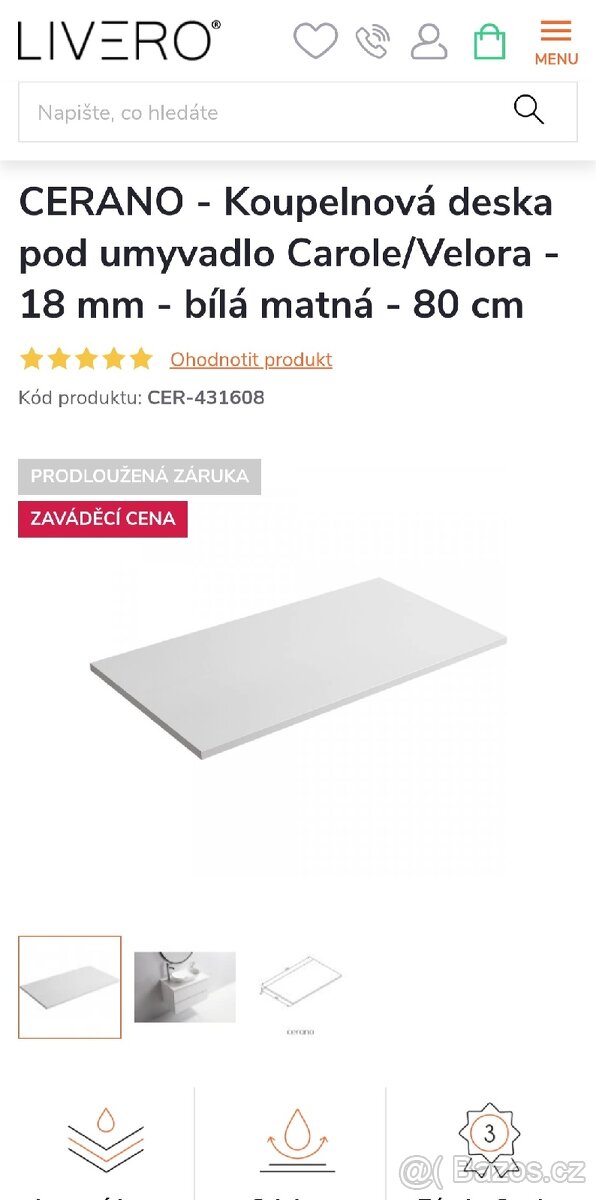 Umyvadlová deska CAROLE/VELORA