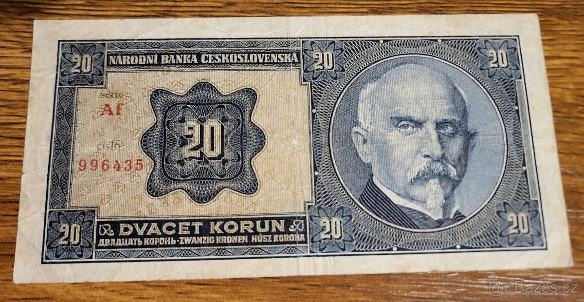 Bankovka 20 korun z roku 1926,série Af