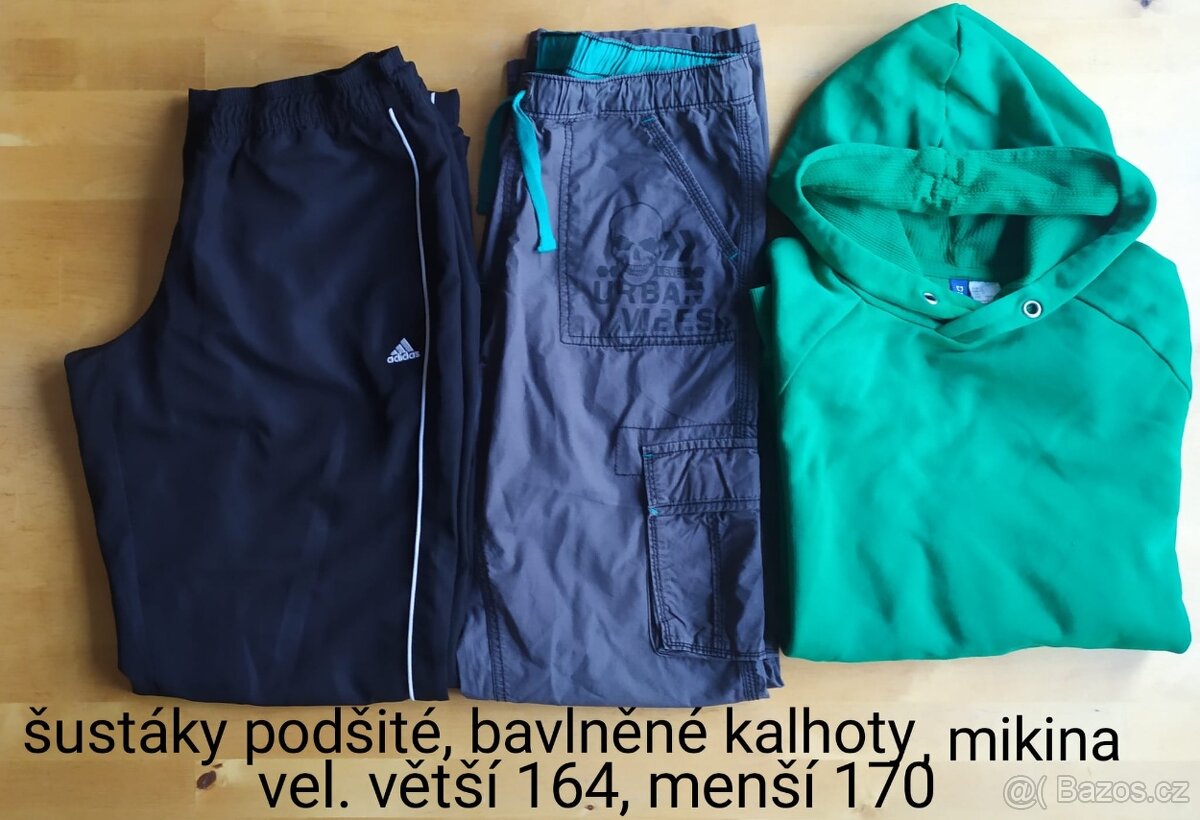 Dětské podšité šusťáky,bavlněné kalhoty,mikina vel.164-170