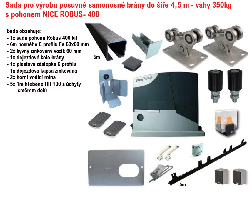 Brána samonosná posuvná - sada pro výrobu s pohonem