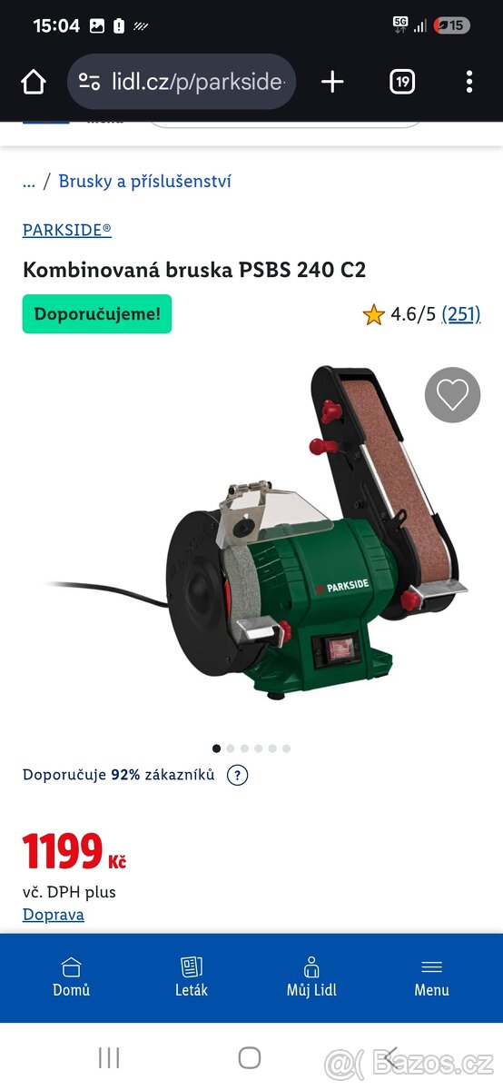 Kombinovaná stolní bruska parkside