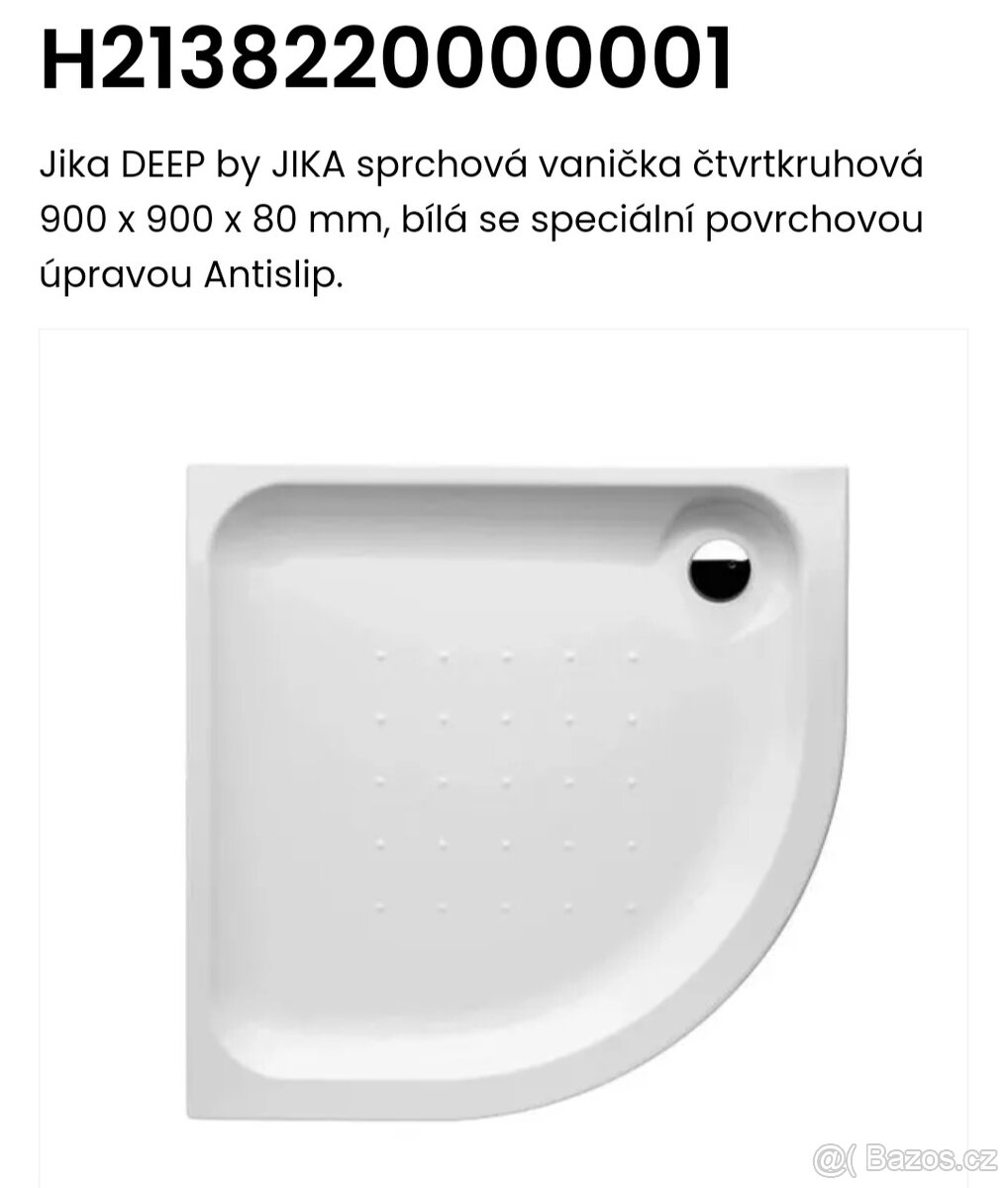Sprchová vanička 90 cm Jika Deep - nová v záruce