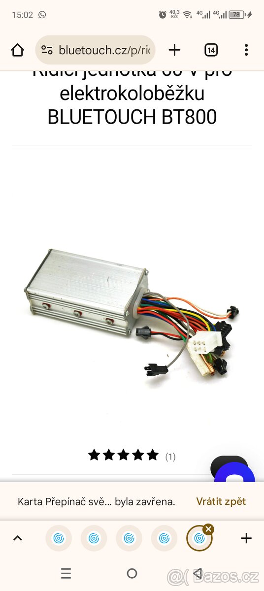 PRODÁM ELEKTROKOLOBĚŽKU BLUETOUCH BT800