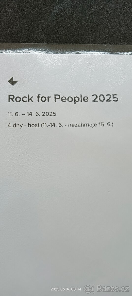 Rock for People 2025 - 4 denní vstupenka, dva kusy