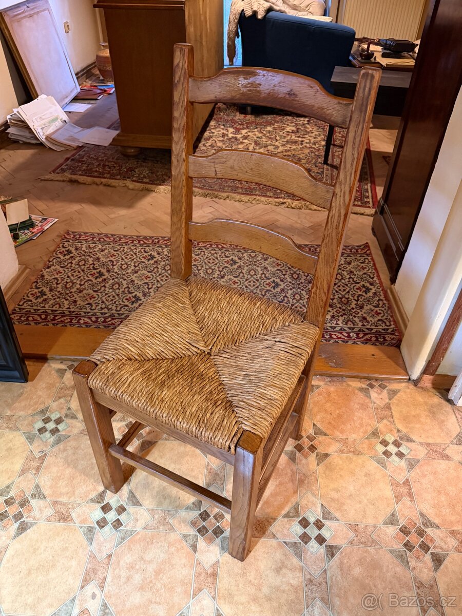 6x Rustikální „selská“ židle s výpletem