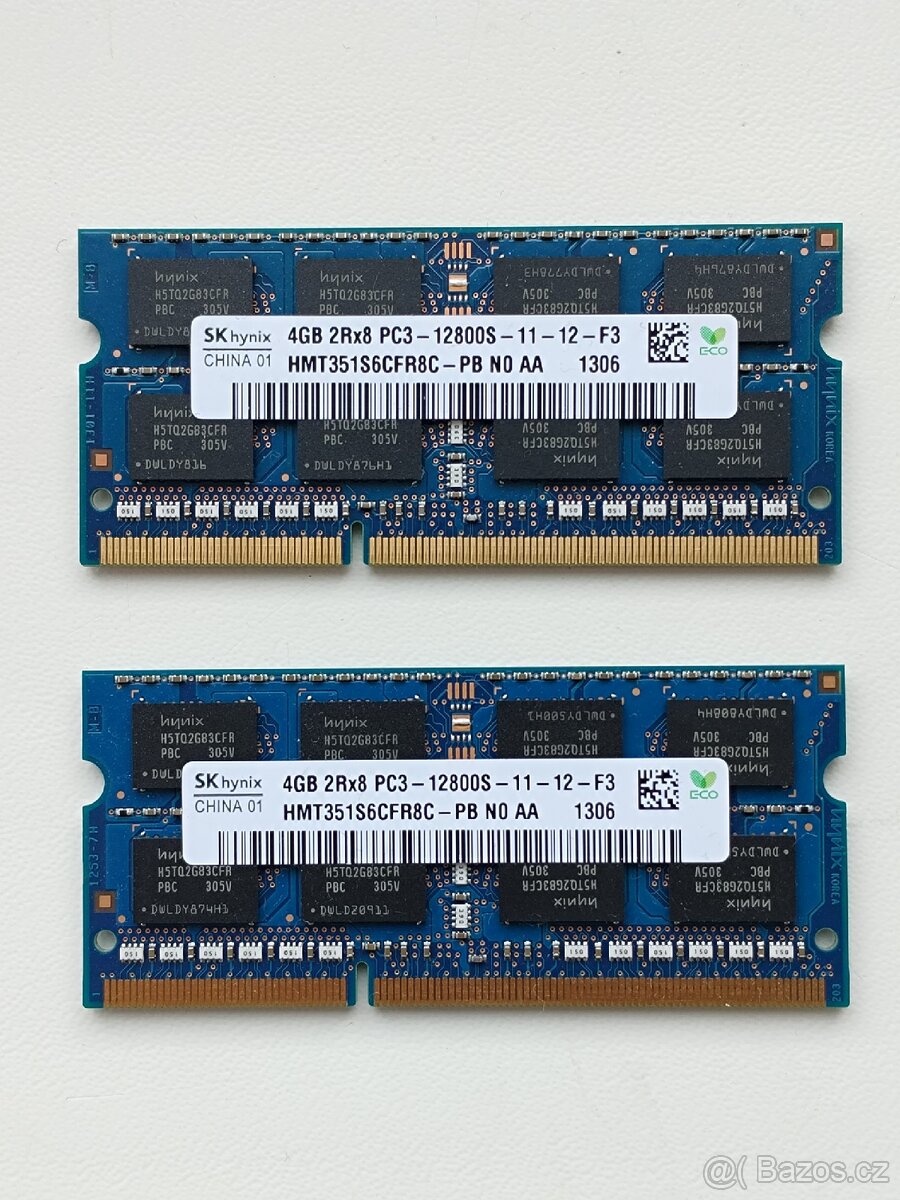 2x 4GB SO-DIMM DDR3 paměti