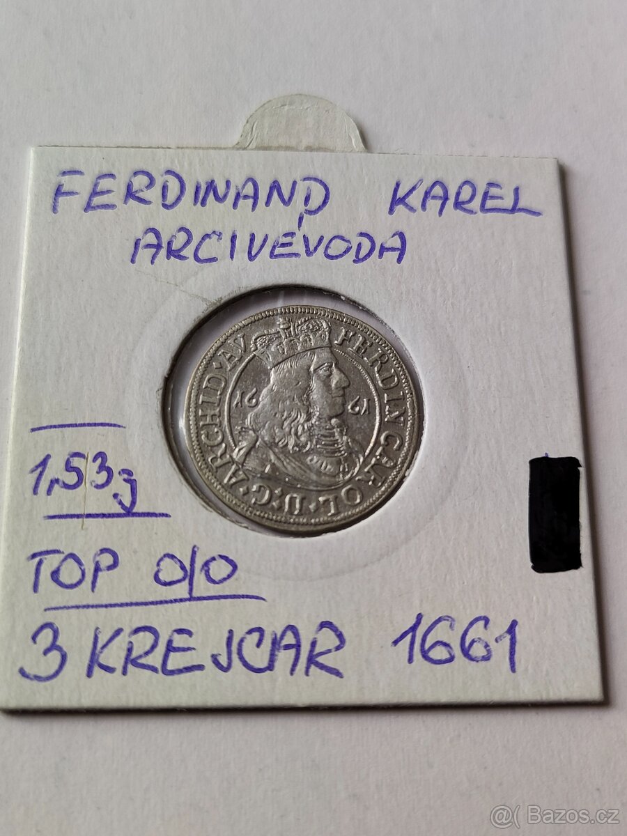 3krejcar 1661 Ferdinand Karel