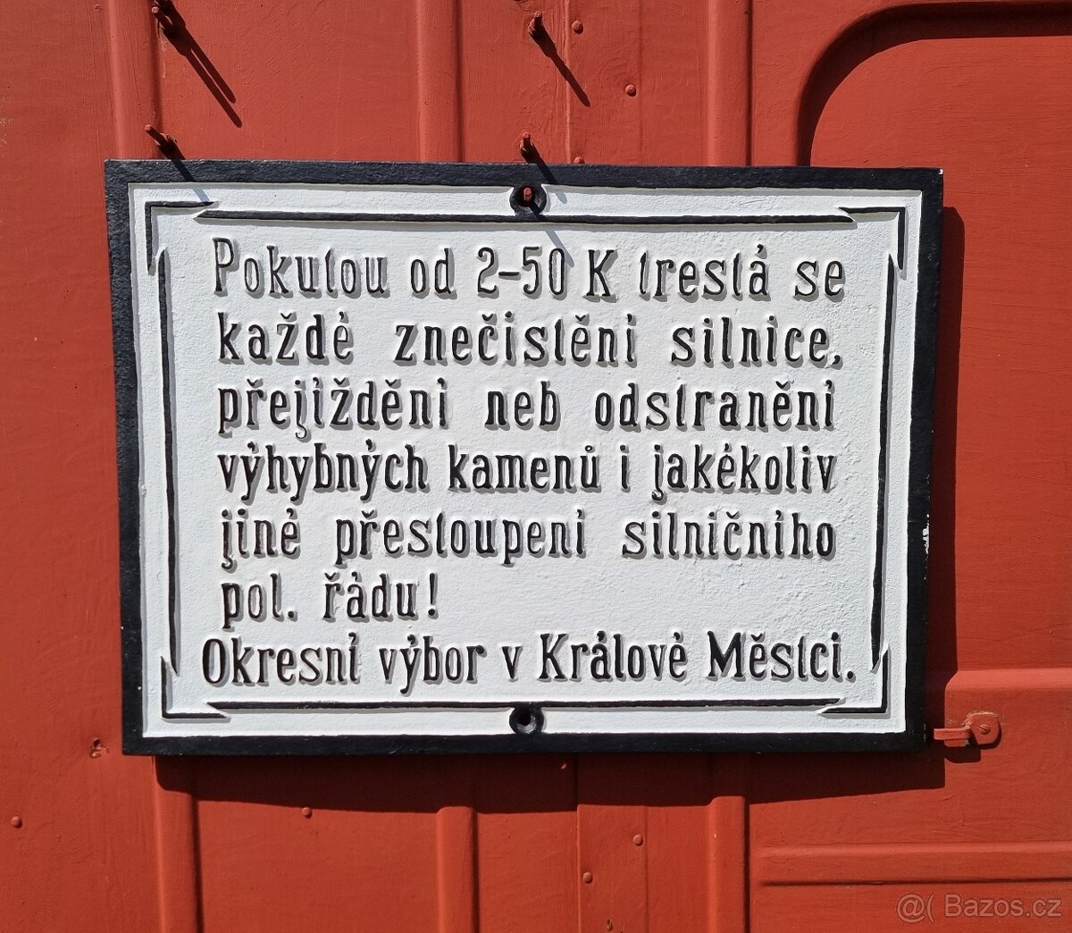 Velká cca 70cm železná litá cedule policie Auto moto