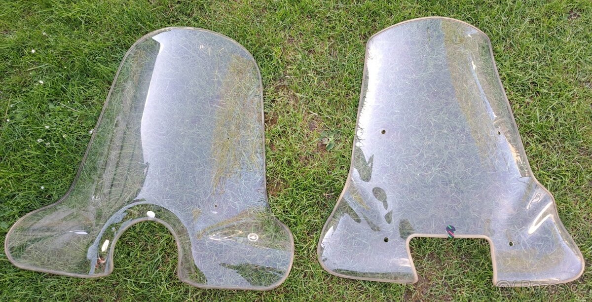2x čelní sklo - skůtr, přední plexisklo na motorku