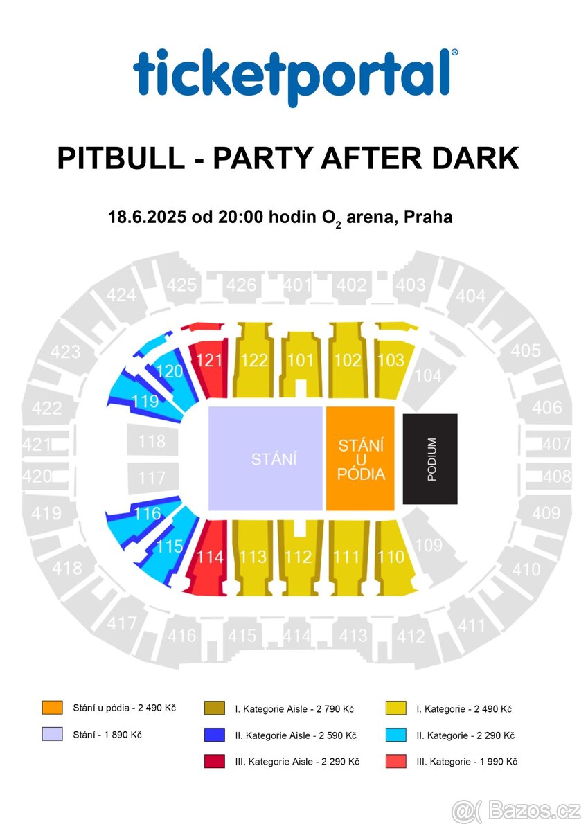 Pitbull vstupenky, Praha 18.6.2025 ✅
