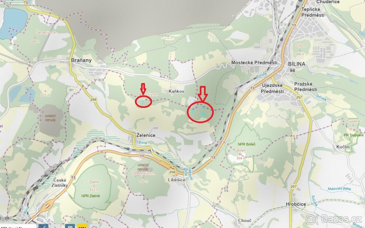 Prodám lesní pozemky v k.ú. Želenice u Mostu