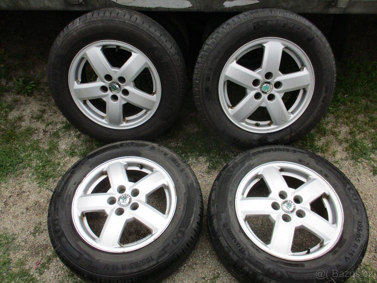 Alu kola 5x100 R15 pneu letní 195/65 R15