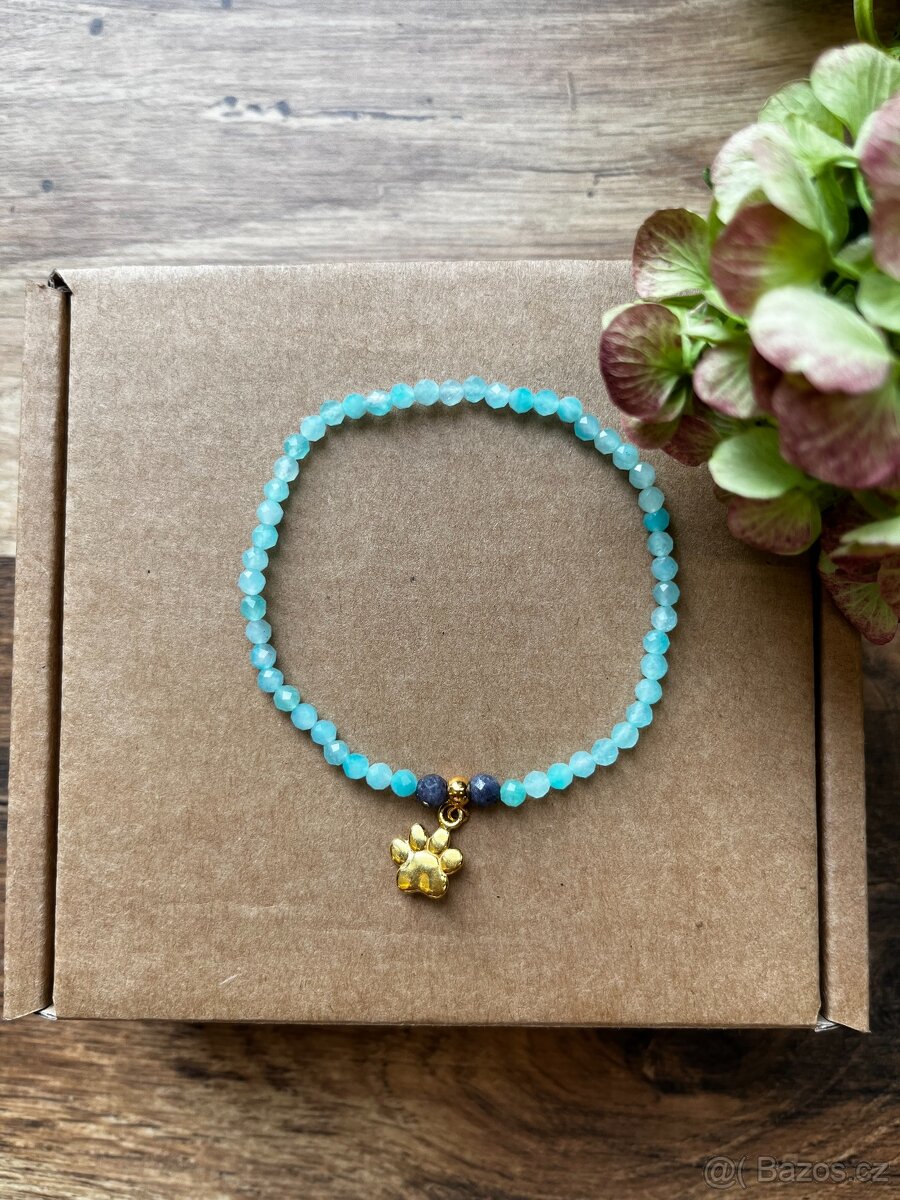 Náramky z přírodních minerálních korálků - tlapka