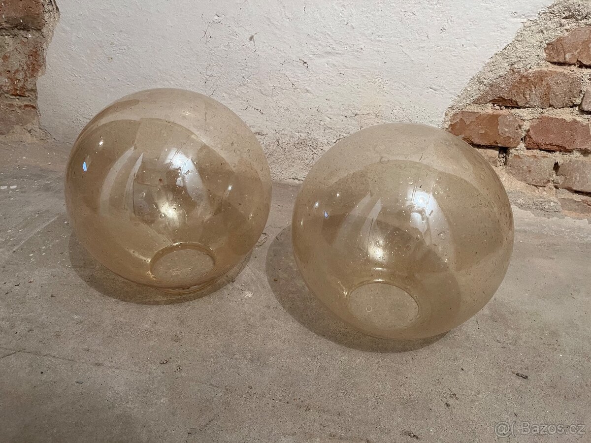 Retro lustr koule skleněný, dva kusy