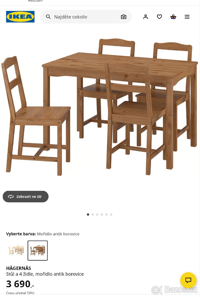 Prodám jídelní stůl a židle