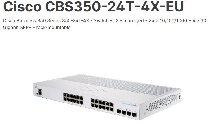Switch Cisco Bussines CBS350-24T-4X-EU-RF Výprodej