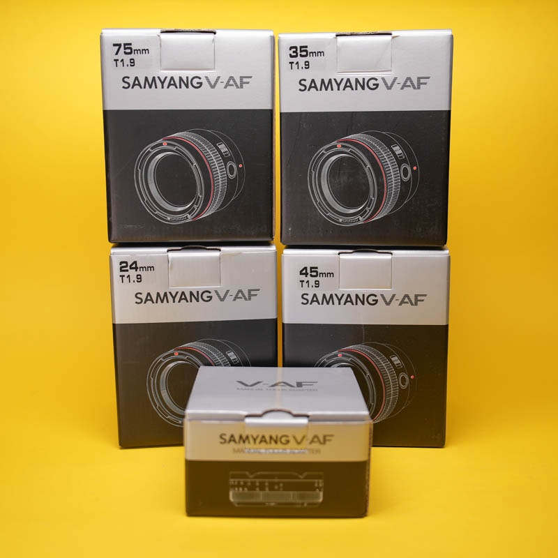 Samyang V-AF set | 24 | 35 | 45 | 75 + Manual focus adaptér