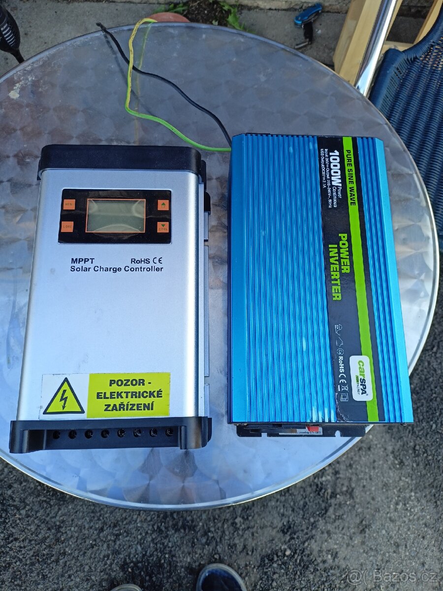 Měnič napětí 24V-220v 1000w + regulátor 12-24v 40ah