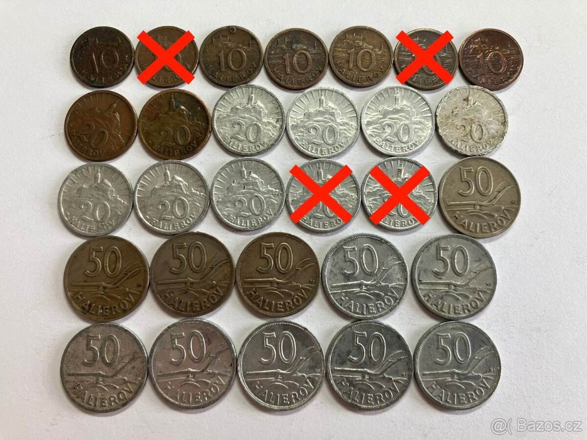 Slovenský Štát a Protektorát Čechy Morava obehové mince