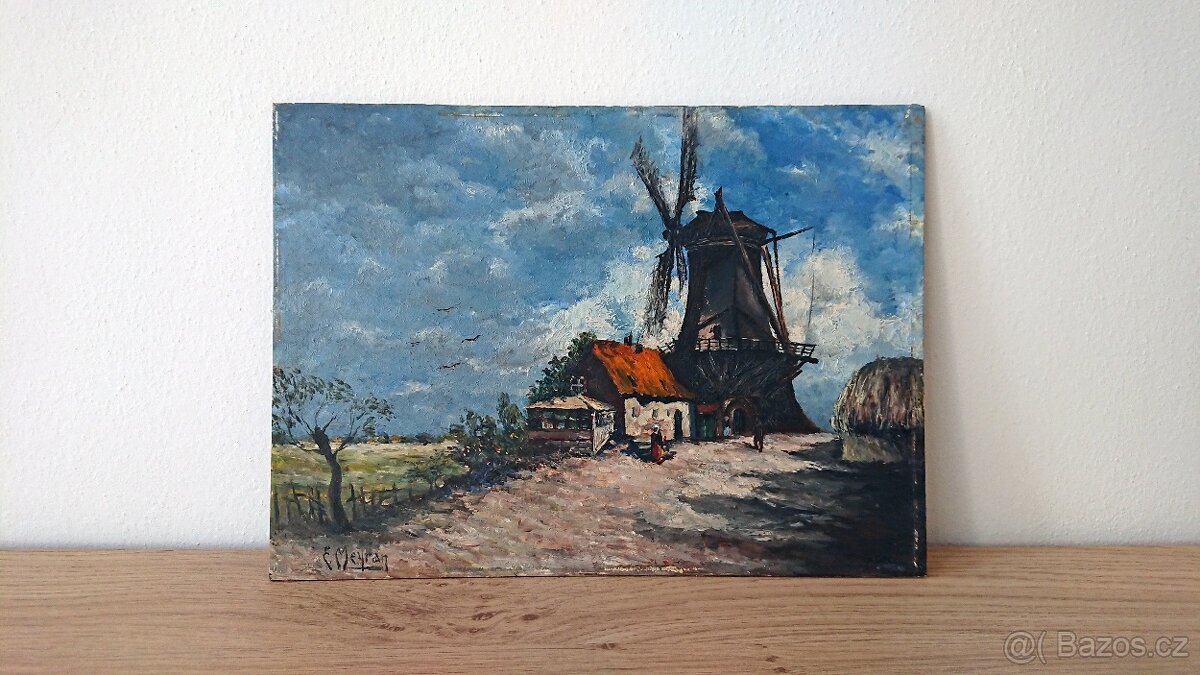 Krajina s mlýnem, Nizozemí. E. Meyran