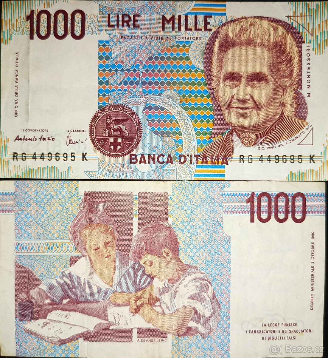 Italské bankovky 1000 - 100 000 lir 1983 - 1997