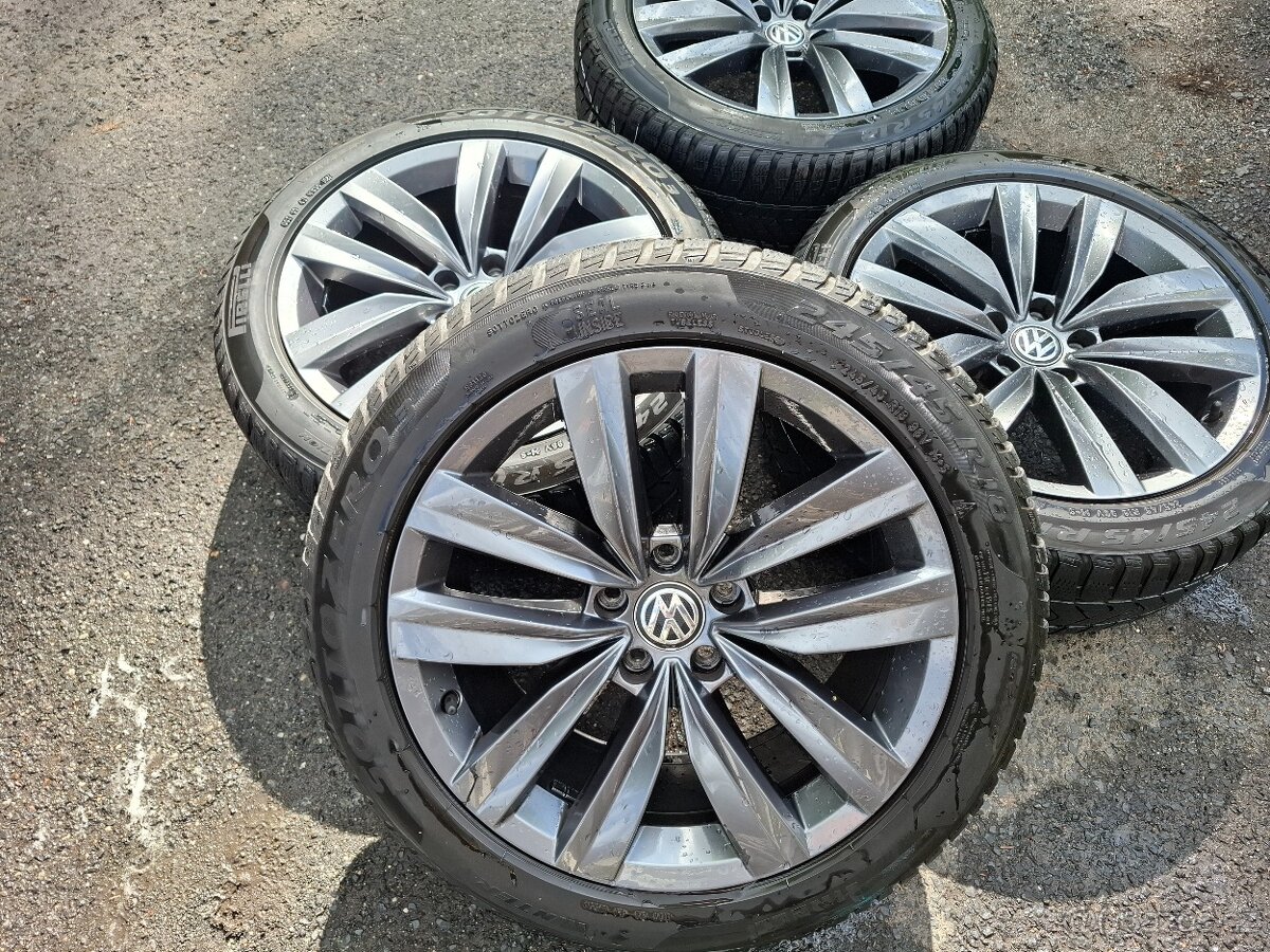 Alu kola 18" VW Almere 5x112 zimni pneu 245/45R18