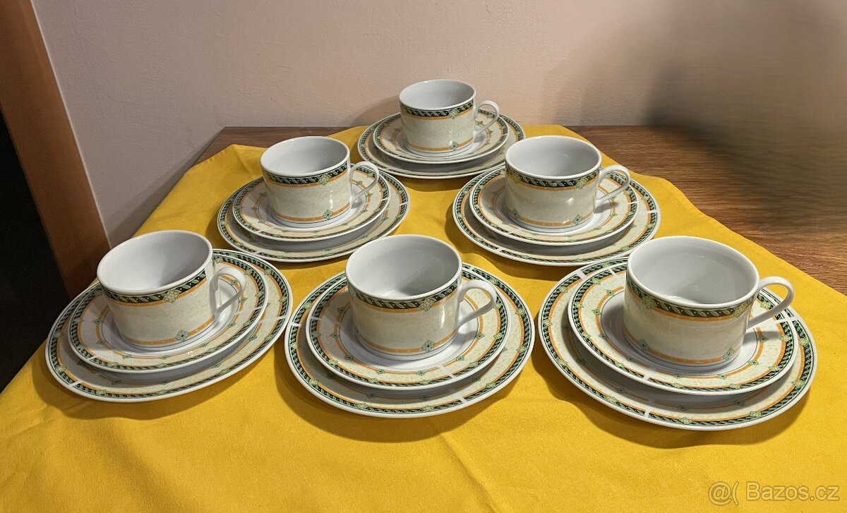 SADA šálků s podšálky+dezertní talířky/18 ks
