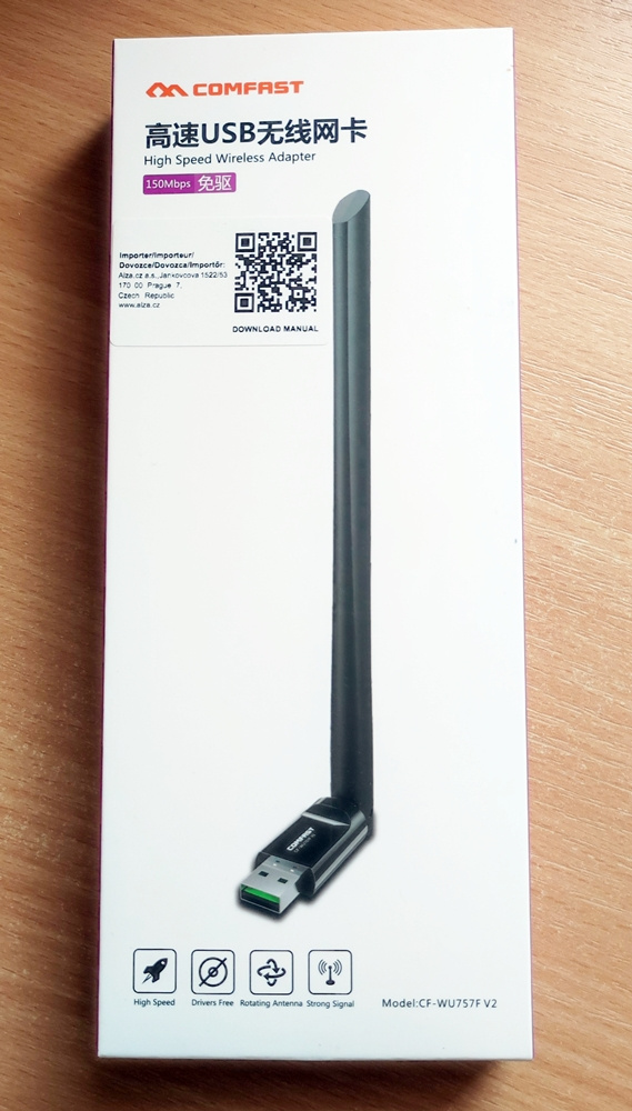 WiFi USB adaptér COMFAST s velkým ziskem 17dB (dlouhý dosah)