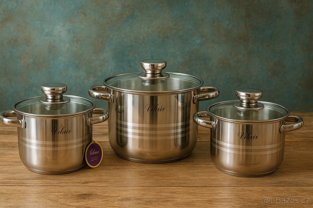 Hrnce nerez sada velký objem 3l,5l,a6l, 6dilu