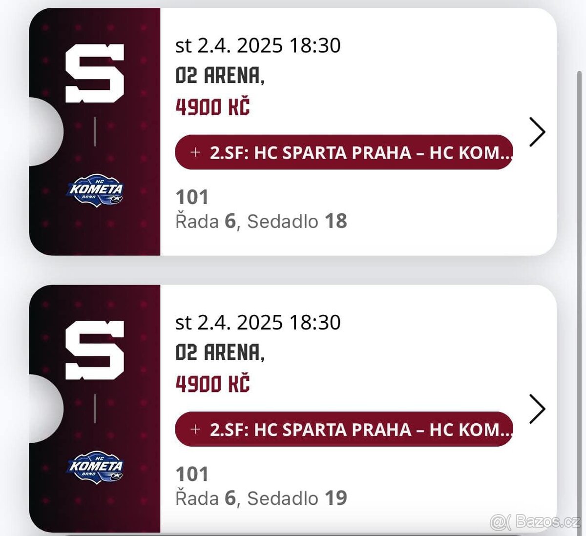 VIP Lístky hokej Sparta - Brno