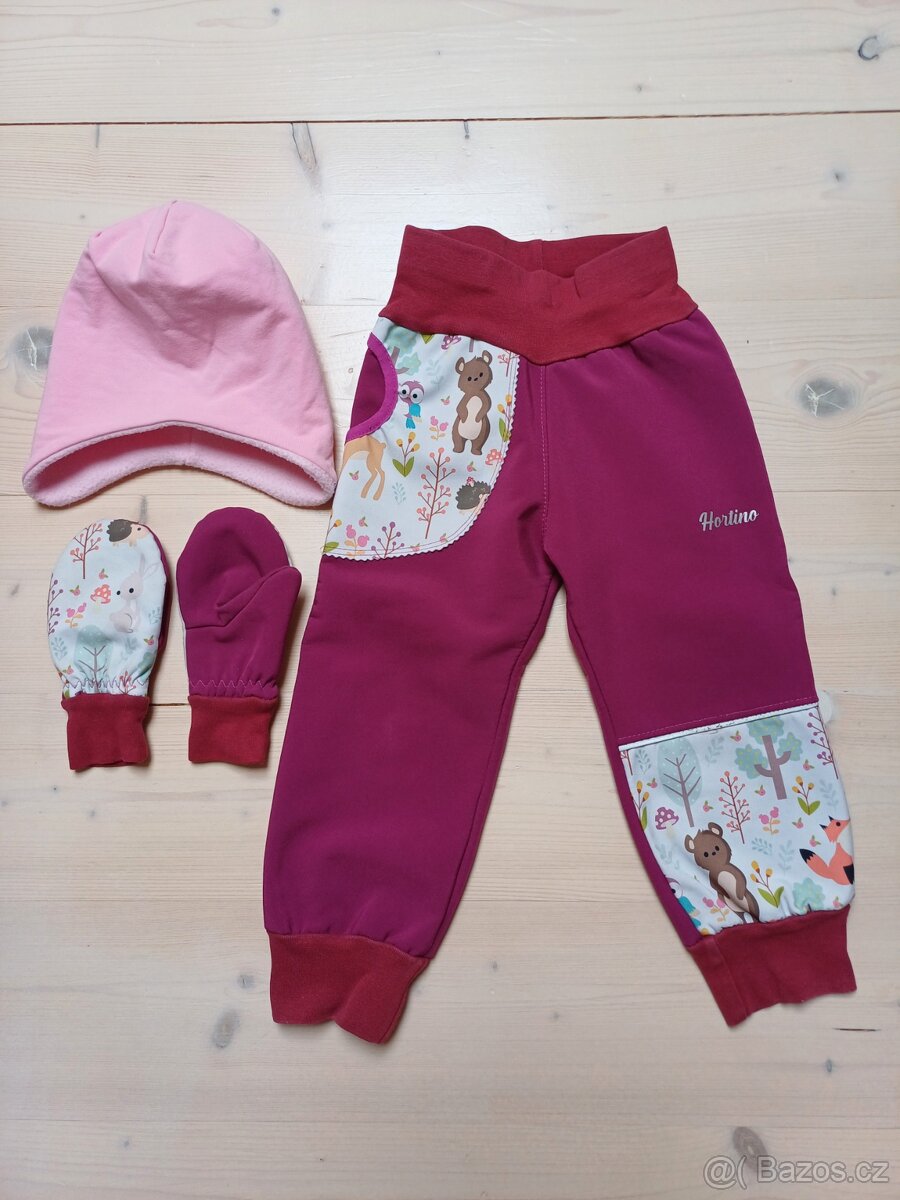 Softshellové kalhoty, rukavice, čepice vel 92