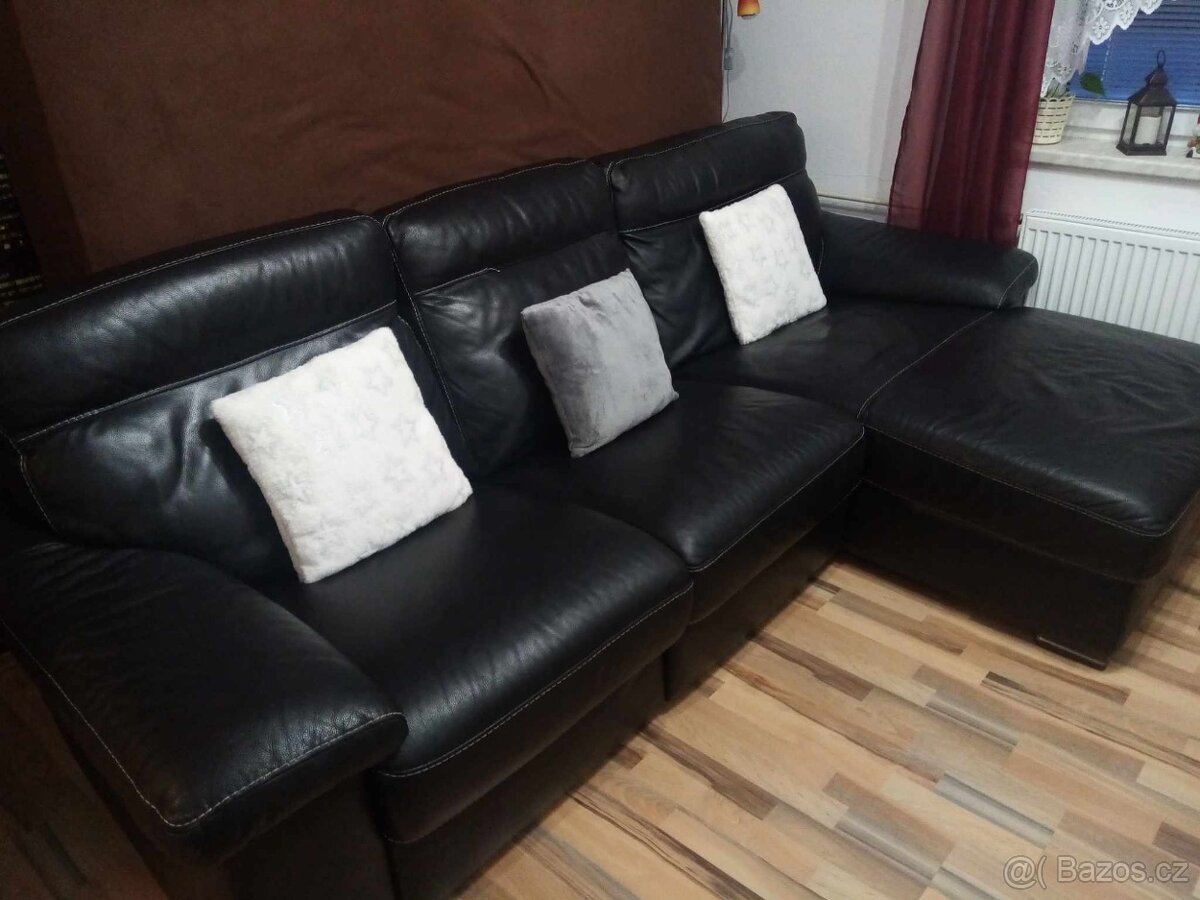 Jedinečná luxusní kožená polohovací sedací souprava