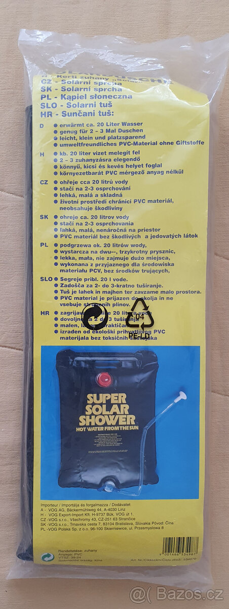 nová solární sprcha 20l