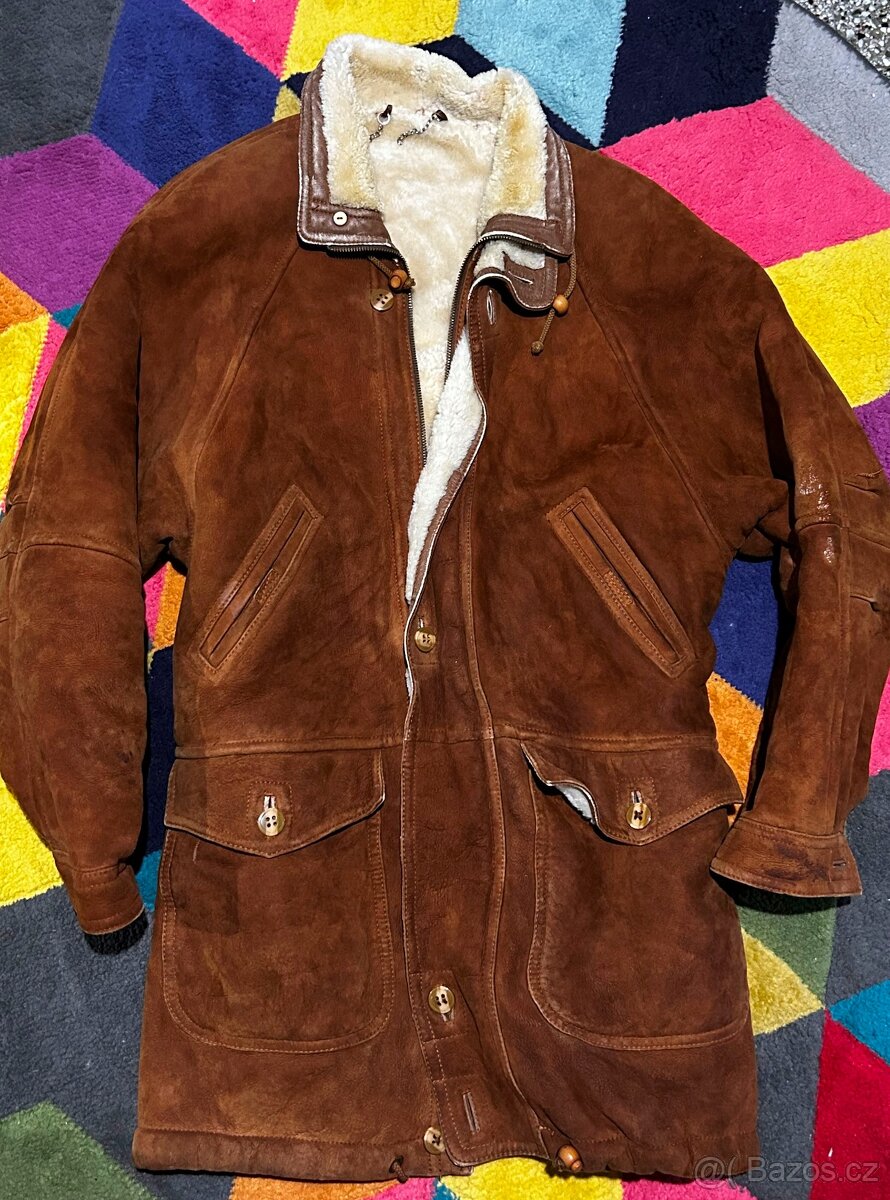 Lammfell LUXUSNÍ KOŽENÁ ZIMNÍ 100% LEATHER BUNDA -KABÁT