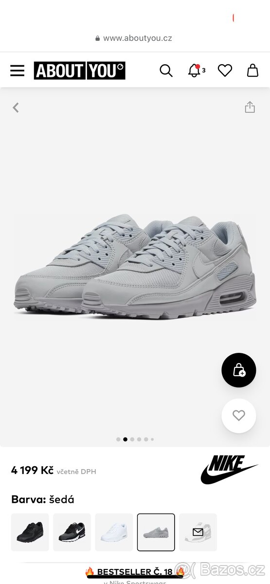 Nike Sportswear Tenisky 'Air Max 90', Šedá