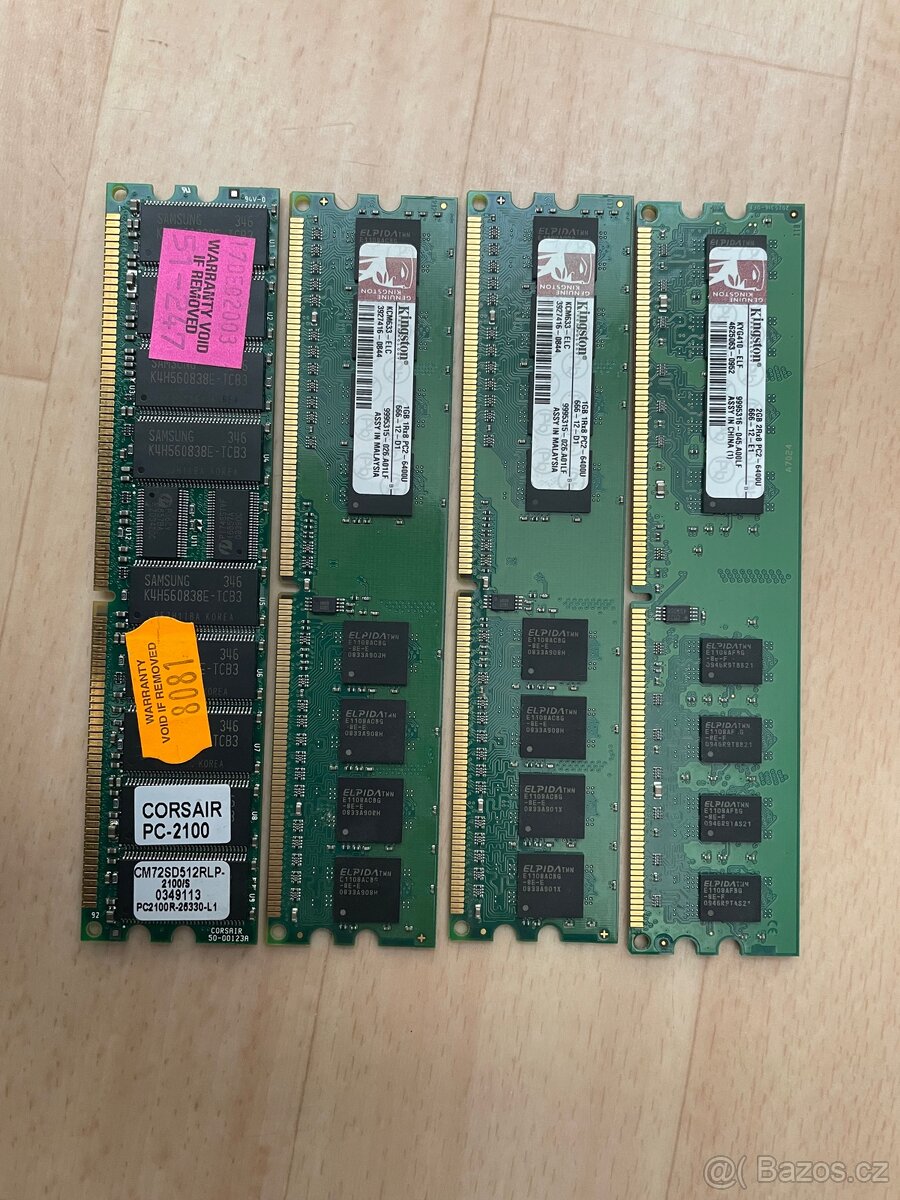 Starší RAM 1GB, 1GB, 2GB, 512MB